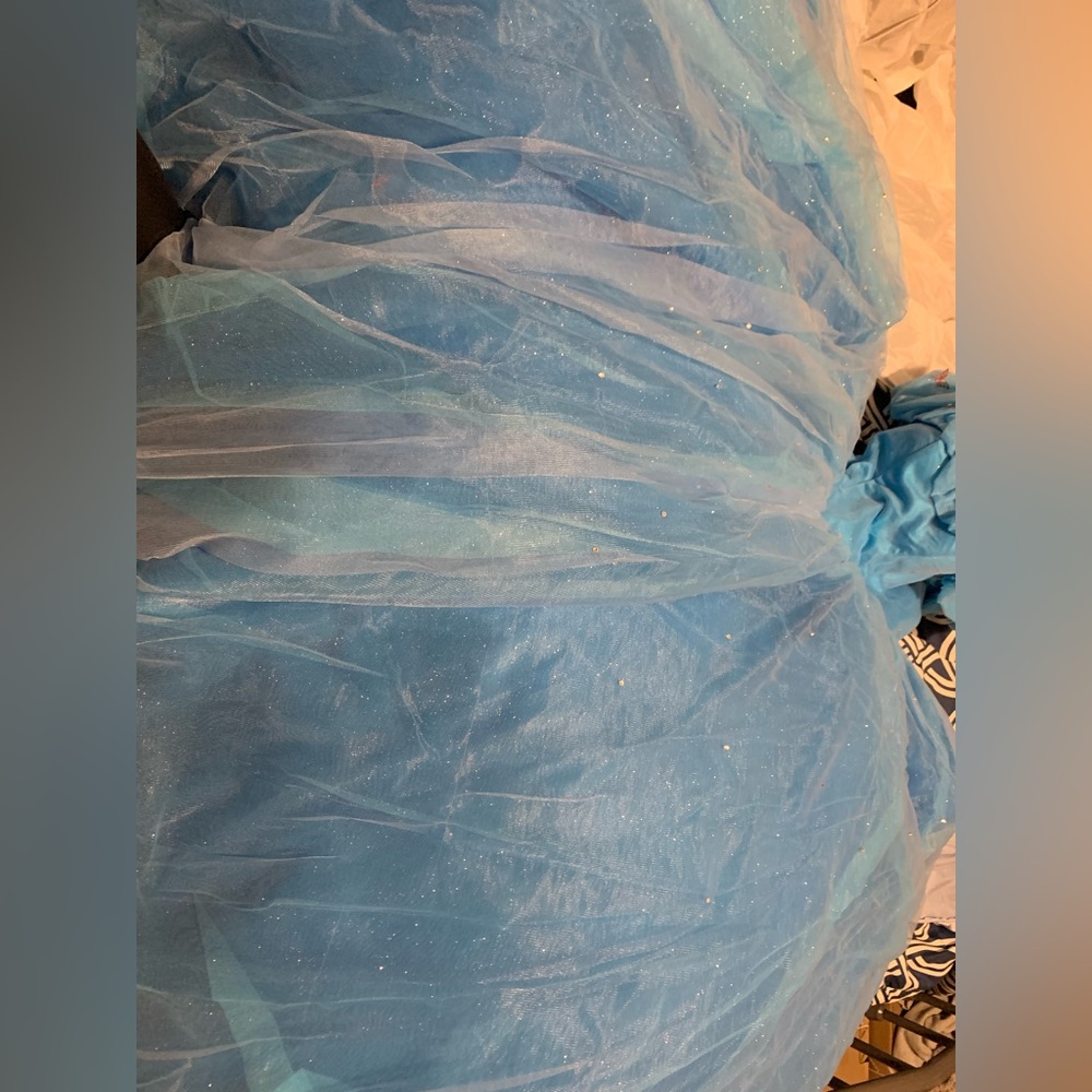 Cinderella dress worn once, color blue, size large, hoop skirt, corset is laceup - Picture 5 of 7